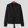 Blazer casual a maniche lunghe con chiusura intrecciata e cintura da uomo ATREND