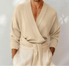 Blazer casual a maniche lunghe con chiusura intrecciata e cintura da uomo ATREND