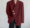 Blazer geometrico a maniche lunghe con bottoni laterali da uomo ATREND