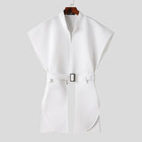 Blazer irregolare con cintura in vita e code laterali da uomo - blazer uomo ATREND