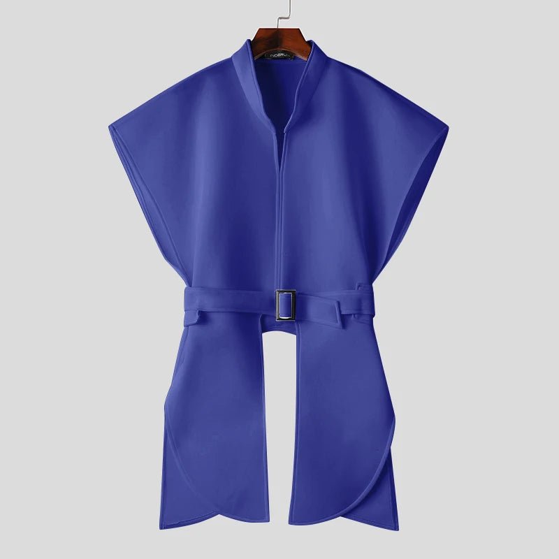 Blazer irregolare con cintura in vita e code laterali da uomo - blazer uomo ATREND