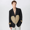 Blazer patchwork a maniche lunghe con cuore plissettato da uomo ATREND