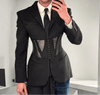 Blazer patchwork a maniche lunghe con trasparenze e corsetto da uomo ATREND