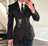 Blazer patchwork a maniche lunghe con trasparenze e corsetto da uomo ATREND
