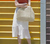 Borsa a mano casual in cotone con maniglia in legno da donna ATREND