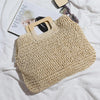Borsa a mano casual in cotone con maniglia in legno da donna ATREND