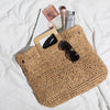 Borsa a mano casual in cotone con maniglia in legno da donna ATREND