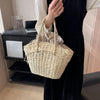 Borsa a mano casual in paglia con chiusura a coulisse da donna ATREND