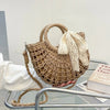 Borsa a mano con tracolla in paglia intrecciata con fiocco da donna ATREND