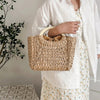 Borsa a mano in paglia con manico in legno da donna ATREND