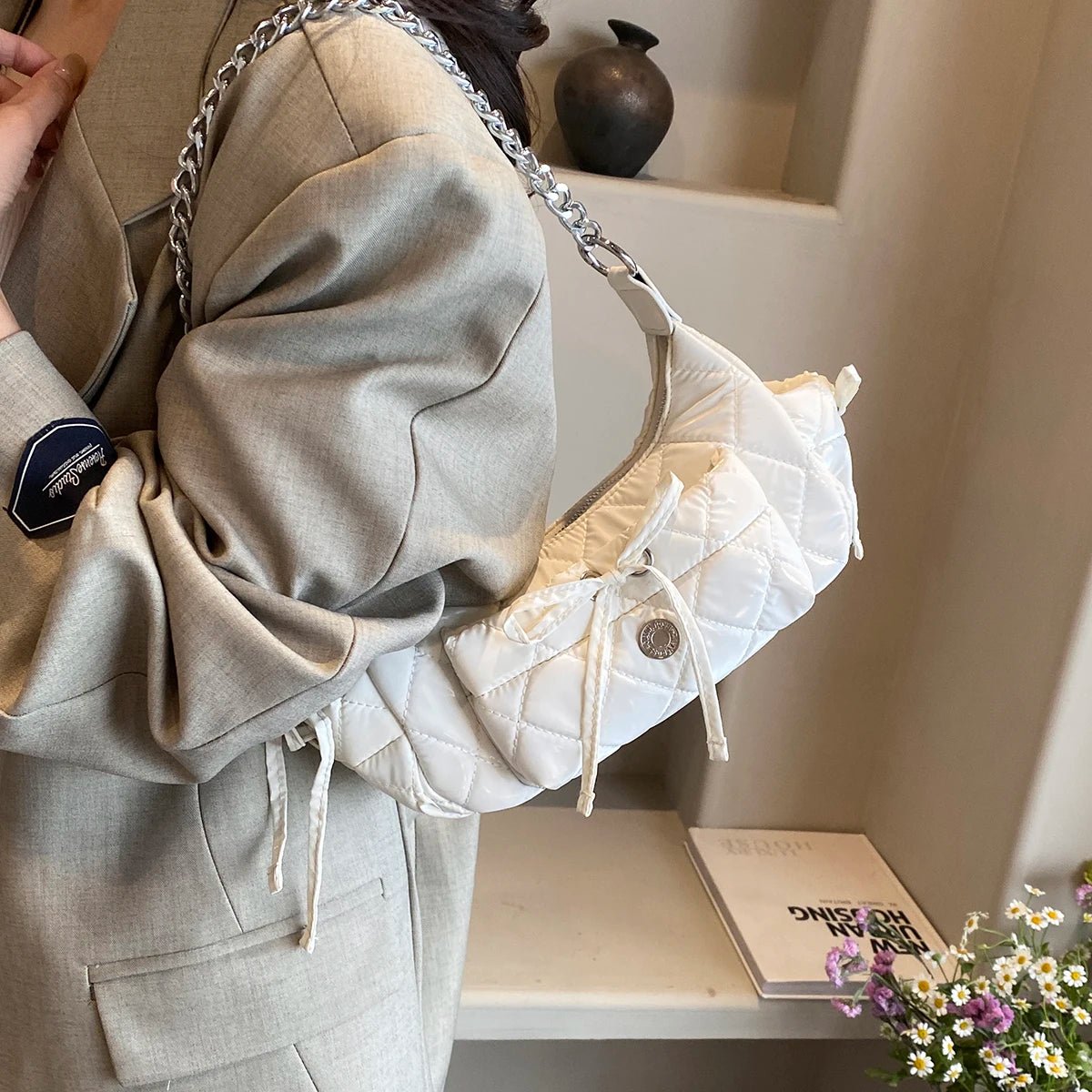 Borsa a spalla con fiocco e catena da donna - Borsa a spalla ATREND