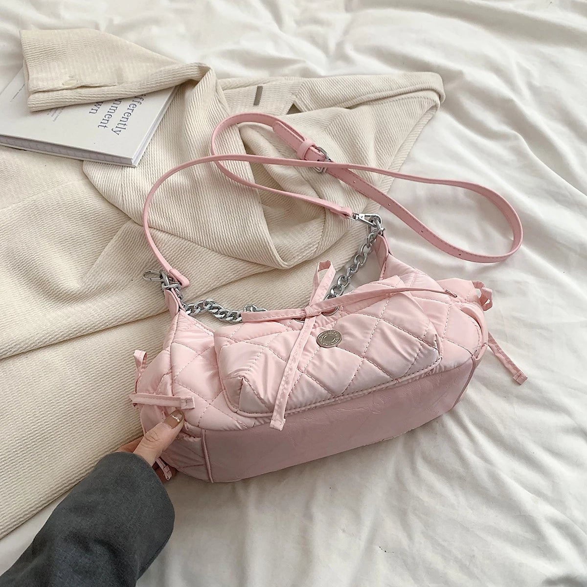 Borsa a spalla con fiocco e catena da donna - Borsa a spalla ATREND