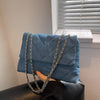 Borsa a spalla con tracolla a catena in denim trapuntato da donna ATREND