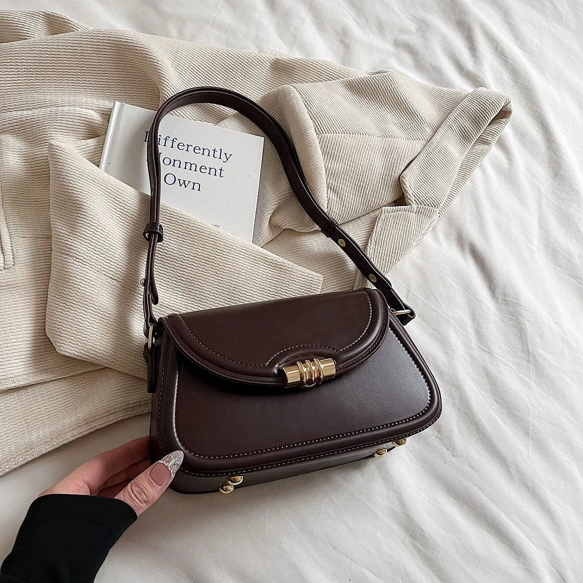 Borsa a spalla con tracolla retrò in pelle PU da donna - Borsa a spalla ATREND