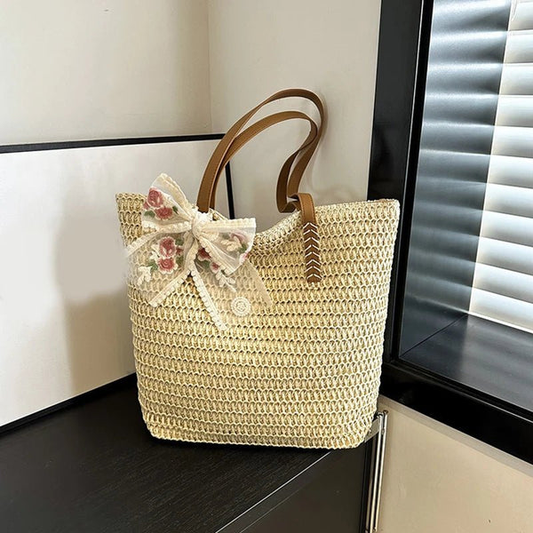 Borsa a spalla lavorata a mano in paglia da donna ATREND