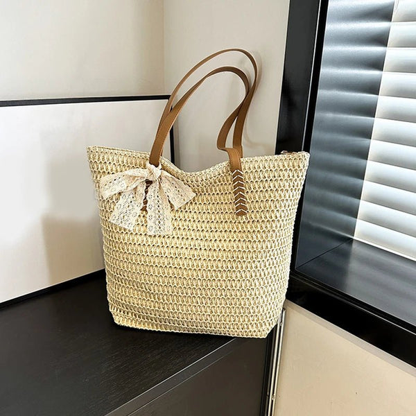 Borsa a spalla lavorata a mano in paglia da donna ATREND