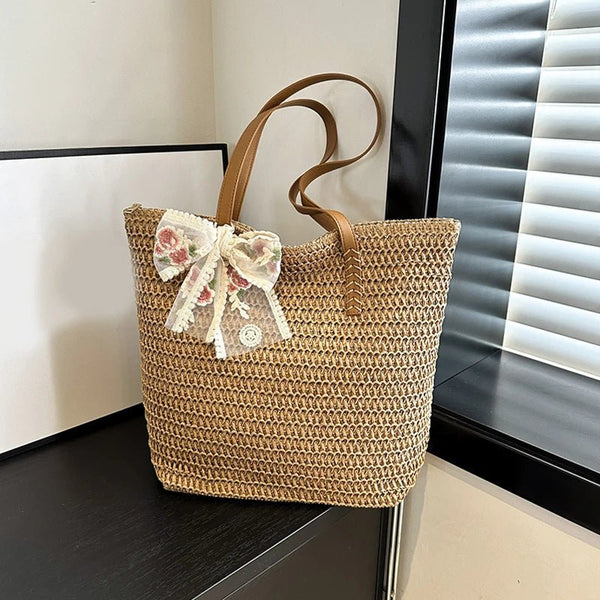 Borsa a spalla lavorata a mano in paglia da donna ATREND