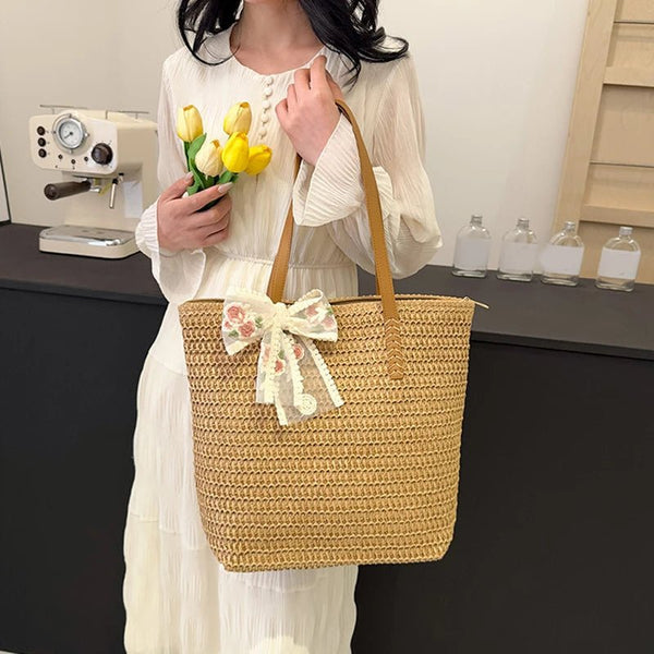Borsa a spalla lavorata a mano in paglia da donna ATREND