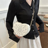 Borsa a tracolla con catena a forma di cuore in pelle PU con disegno a ragnatela da donna ATREND