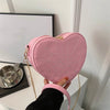 Borsa a tracolla con catena a forma di cuore in pelle PU con disegno a ragnatela da donna ATREND