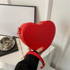 Borsa a tracolla con catena a forma di cuore in pelle PU con disegno a ragnatela da donna ATREND
