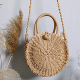Borsa a tracolla rotonda in paglia da donna ATREND
