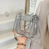 Borsa a tracolla trasparente in PVC con brillantini e catena da donna ATREND