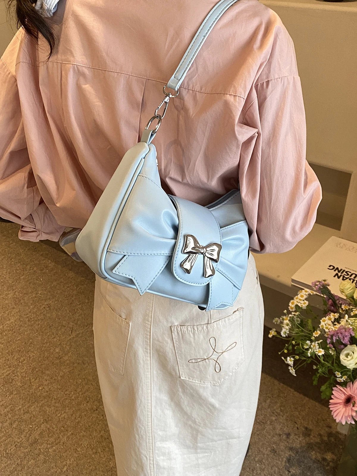 Borsa a tracolla vintage con fiocco in pelle PU da donna - Borsa a tracolla ATREND