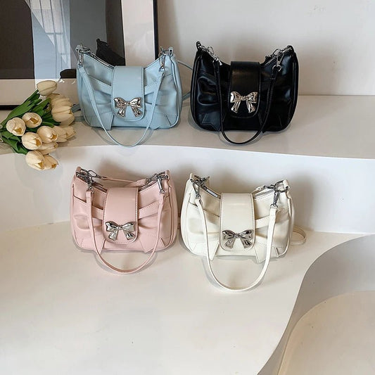 Borsa a tracolla vintage con fiocco in pelle PU da donna - Borsa a tracolla ATREND
