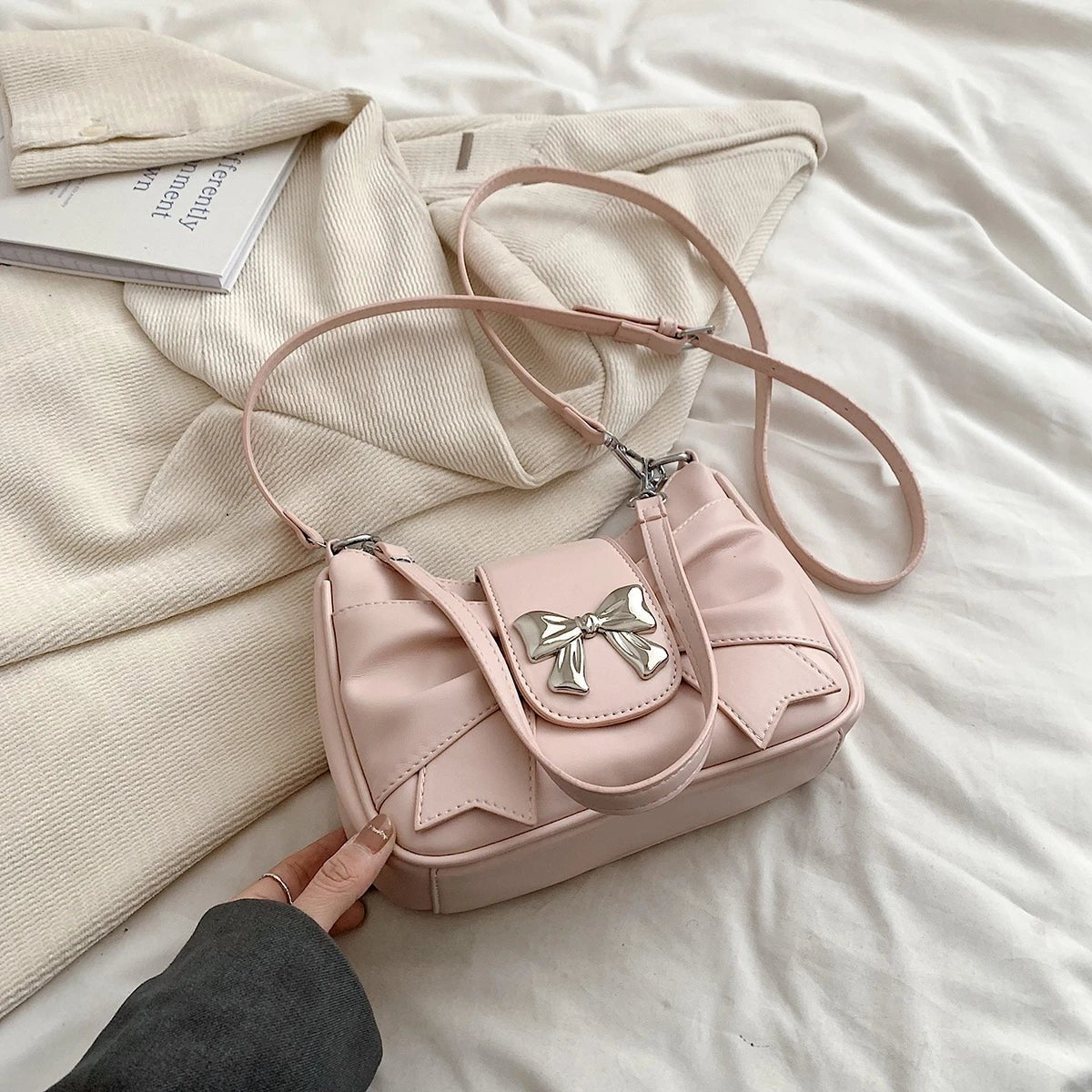 Borsa a tracolla vintage con fiocco in pelle PU da donna - Borsa a tracolla ATREND
