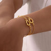 Bracciale a catena quadrata con fibbia a bolla rotonda in acciaio inossidabile da donna ATREND