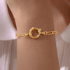 Bracciale a catena quadrata con fibbia a bolla rotonda in acciaio inossidabile da donna ATREND