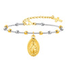 Bracciale rosario e croce in acciaio inossidabile placcato oro da donna ATREND