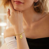 Bracciale rosario e croce in acciaio inossidabile placcato oro da donna ATREND