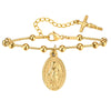 Bracciale rosario e croce in acciaio inossidabile placcato oro da donna ATREND