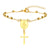 Bracciale rosario e croce in acciaio inossidabile placcato oro da donna ATREND