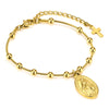 Bracciale rosario e croce in acciaio inossidabile placcato oro da donna ATREND