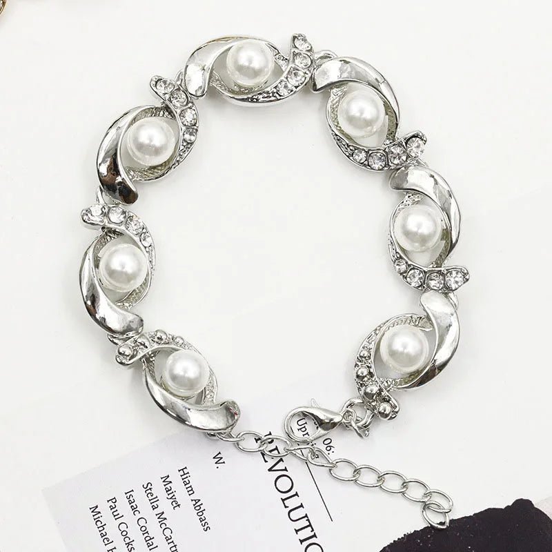 Braccialetto geometrico con perla e brillantini da donna - bracciali ATREND