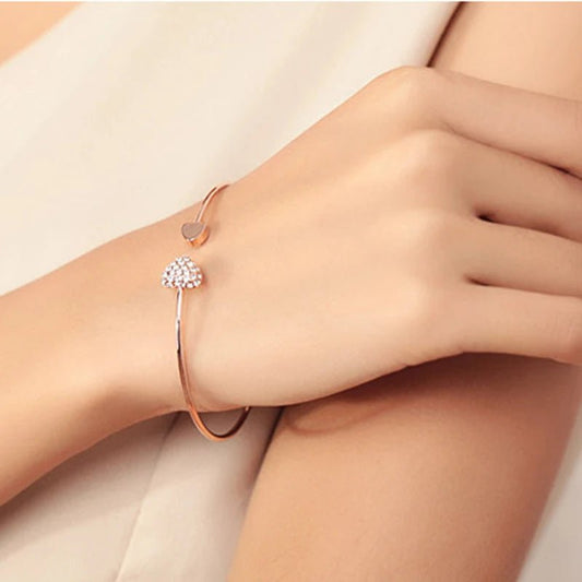 Braccialetto senza chiusura con cuore e brillantini da donna - bracciali ATREND