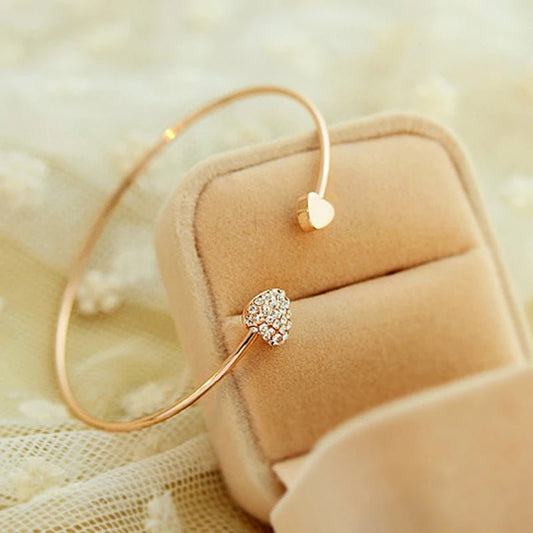 Braccialetto senza chiusura con cuore e brillantini da donna - bracciali ATREND