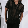 Camicia a rete con costine trasparenti a mezze maniche da uomo ATREND