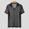 Camicia a rete con costine trasparenti a mezze maniche da uomo ATREND