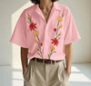 Camicia casual con stampa floreale a mezze maniche da uomo ATREND
