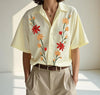 Camicia casual con stampa floreale a mezze maniche da uomo ATREND