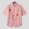 Camicia casual con stampa floreale a mezze maniche da uomo ATREND