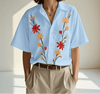 Camicia casual con stampa floreale a mezze maniche da uomo ATREND