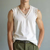 Canottiera patchwork casual con bordo a contrasto in pizzo da uomo ATREND