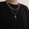 Collana cuban con croce a doppio strato in acciaio inossidabile da uomo ATREND