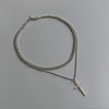 Collana cuban con croce a doppio strato in acciaio inossidabile da uomo ATREND