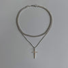 Collana cuban con croce a doppio strato in acciaio inossidabile da uomo ATREND